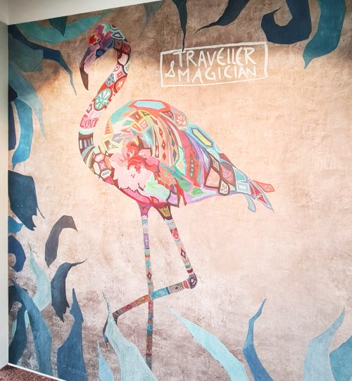 3-Gestaltung 22 Wandmalerei Flamingo bunt 20201127_113629 V2 1920px